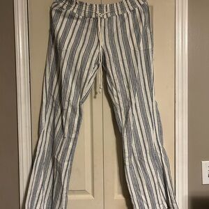 Roxy Blue and White Striped Beach Pants